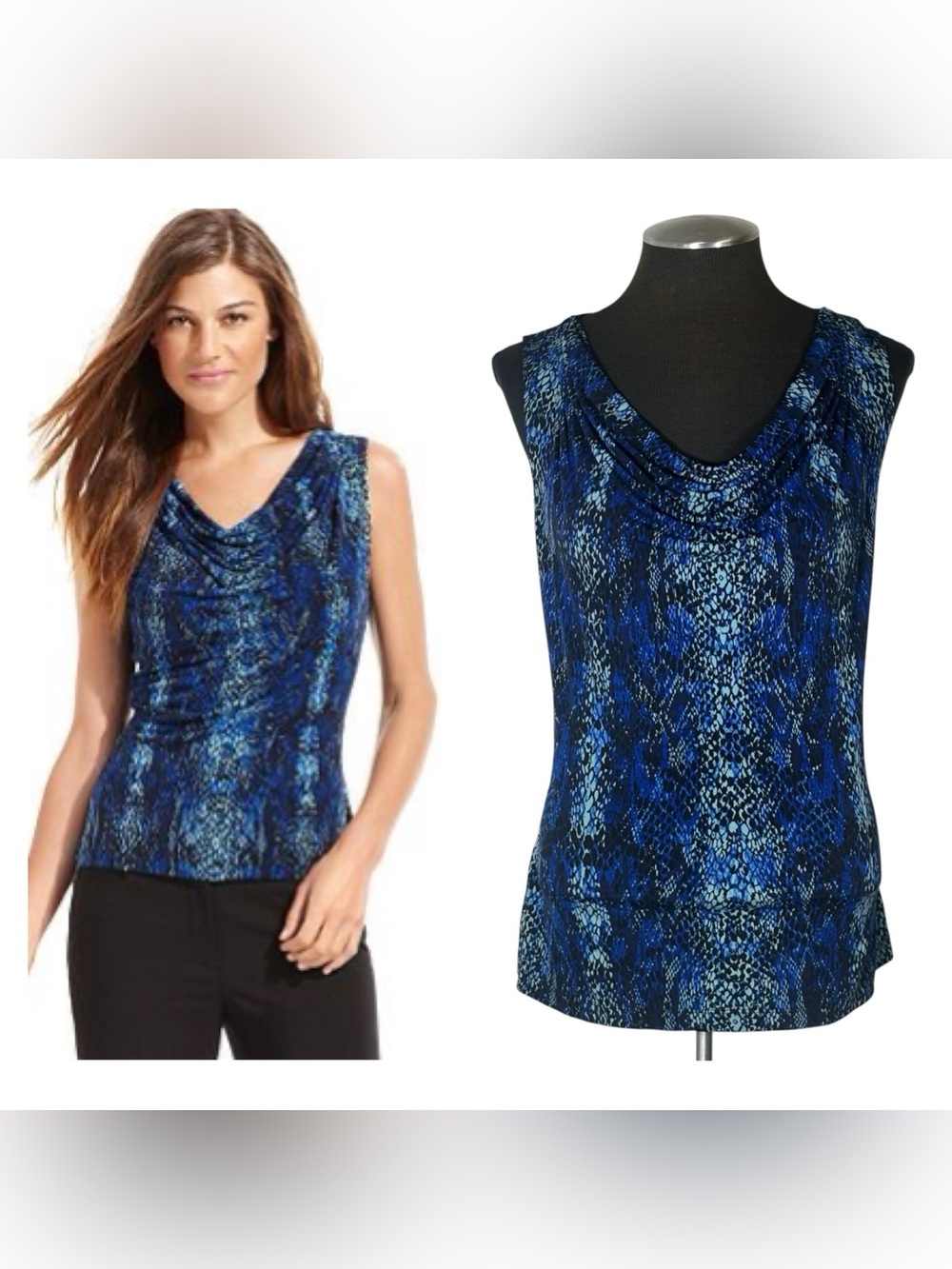 🆕 Calvin Klein – Snakeskin Animal Print Sleeveless Stretch Top – Petite Large